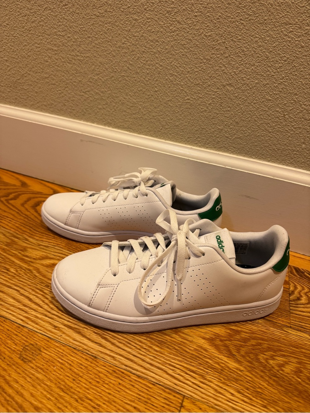 Adidas Advantage Sneakers White Green Men's Size 8.5 Tennis Shoes